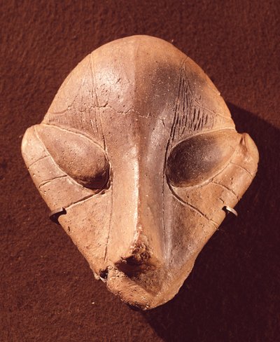 Stiliseret hoved, fra Predionica, Late Vinca Culture, ca. 4500-4000 f.Kr. (terracotta) af Prehistoric